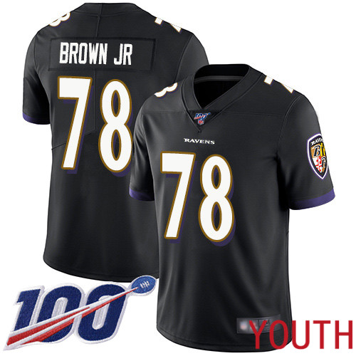 Baltimore Ravens Limited Black Youth Orlando Brown Jr. Alternate Jersey NFL Football #78 100th Season Vapor Untouchable
